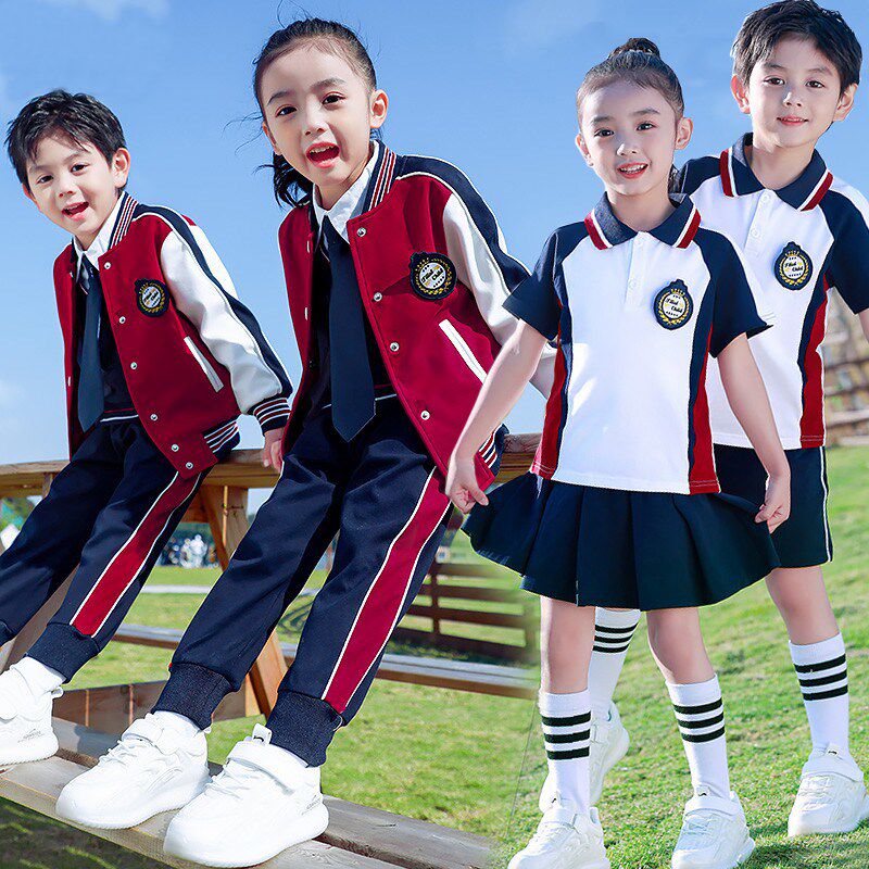 英伦学院风校服套装中小学生班服新款春夏秋N五件套棒球服幼儿园
