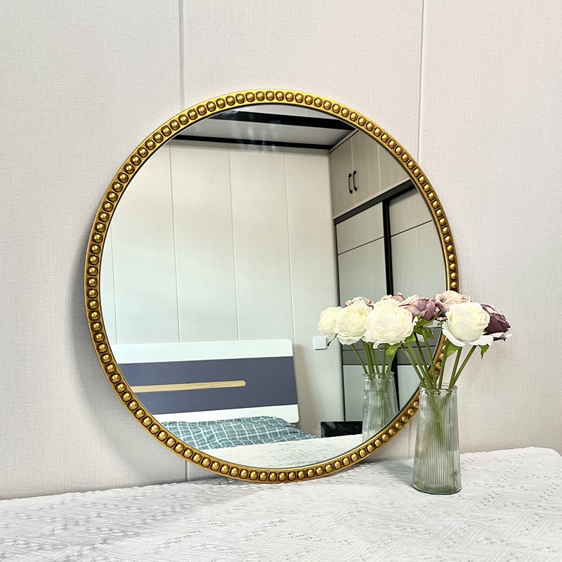 欧式浴室镜圆镜子卫生间挂镜洗手台法式简约圆形化妆镜led智能镜