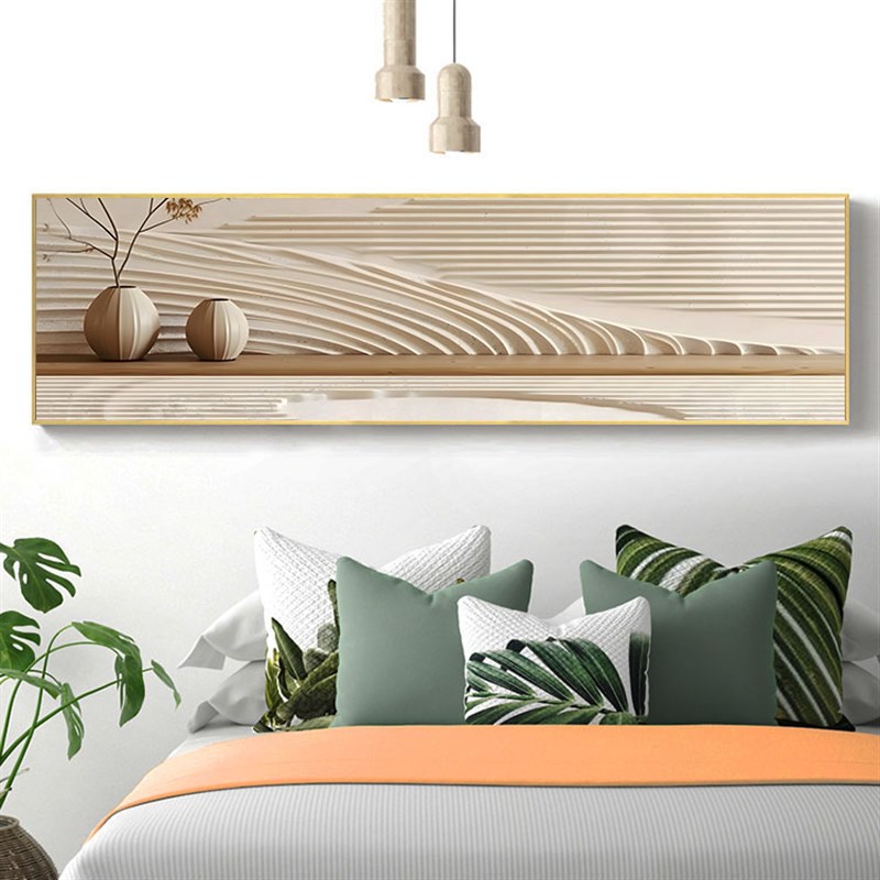 奶油风卧室装饰画高级感静物瓶子主卧床头挂画现代简约肌理感壁画