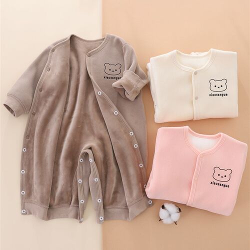 冬季婴儿连体衣宝k宝加绒长袖哈衣儿童保暖爬服春秋外出服套装59