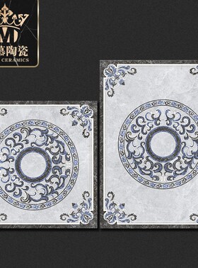 定制平面灰色圆形地面拼花瓷砖大厅玄关客餐厅拼图X地砖豪华装修