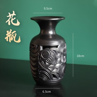 龙山黑陶办公桌摆件三件套纯手工送老师送客户企业高档礼品可定制