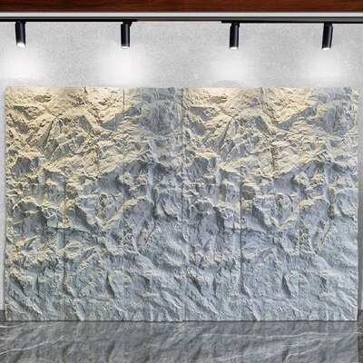 PU大板3米轻质PU仿石材连纹文化大石皮背景墙岩壁山岩石流水石