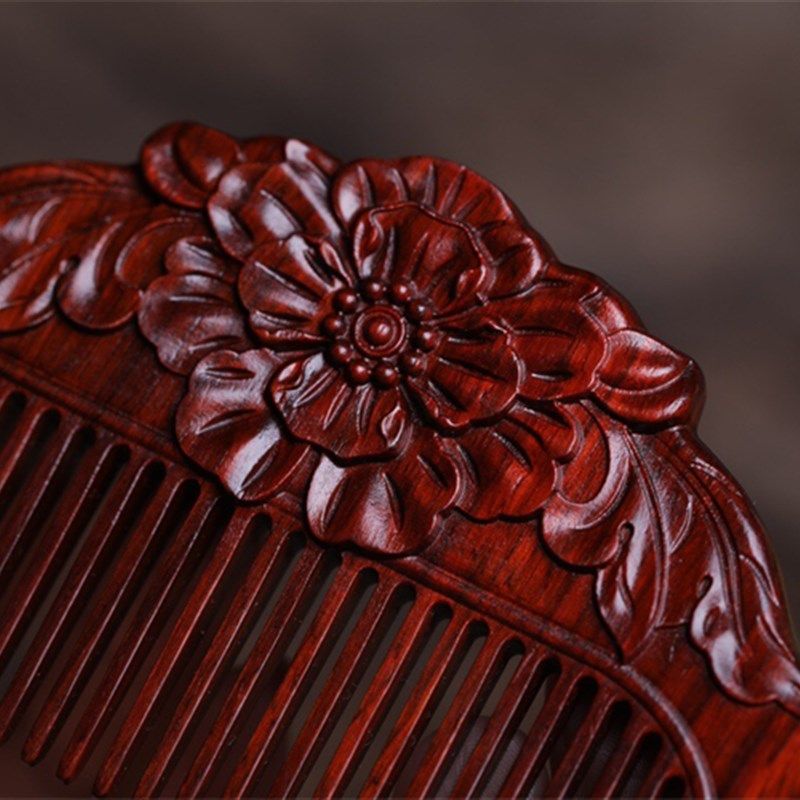 小叶紫檀木梳子女刻字定制送女朋友结H婚檀香木梳教师节礼物高档