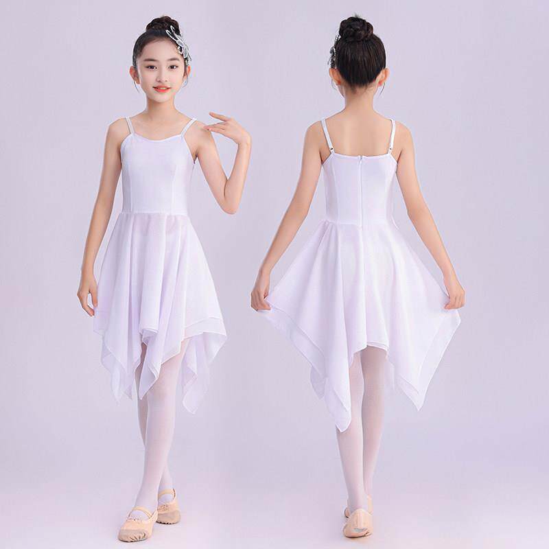 古典现代舞女童芭蕾舞舞蹈服练功服儿童飘逸舞蹈连衣裙短裙演出服