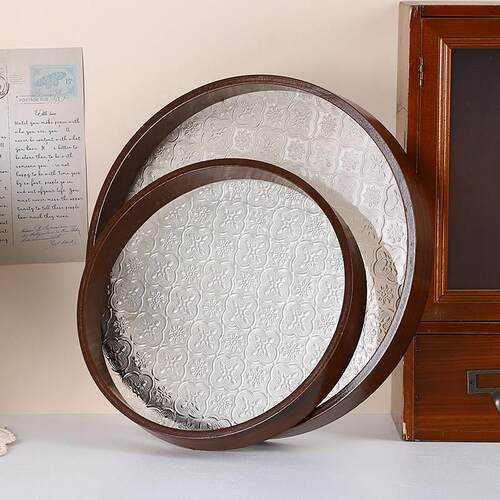 中古风海棠花玻璃托盘家