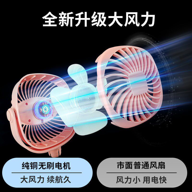 婴儿推车夹子式小风扇桌面支架学生宿舍床头床上铺充插电风扇
