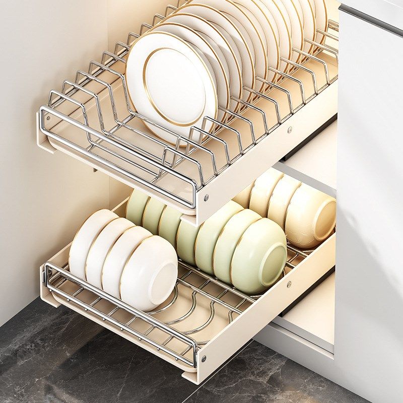 不锈钢碗碟收纳架厨房橱柜内置物架抽屉式拉篮抽拉碗柜盘沥水碗架,厨房/烹饪用具,碗架,淘宝优惠券,粉丝福利购,淘宝优惠卷