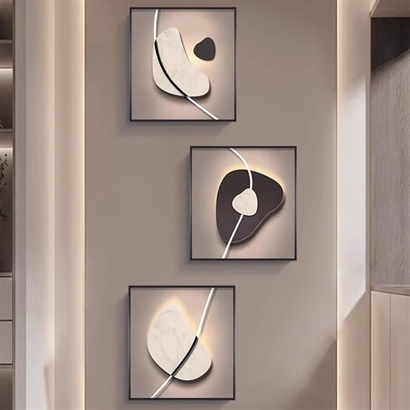 时来运转玄关装饰画现代简约几何线条高级感走廊过道挂画入户壁画