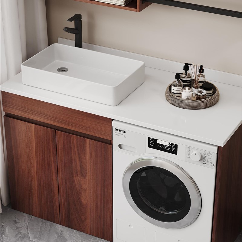 阳台洗衣机柜洗手盆一体柜洗衣池岩板陶瓷台上盆小户型伴侣定制