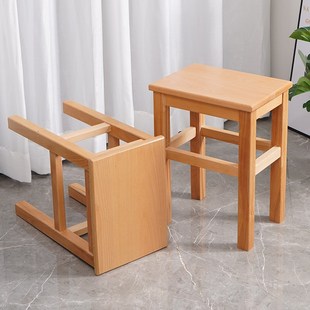 加高实木凳子方凳家用榉木吃饭板凳茶几凳学校四脚方木登木质餐凳