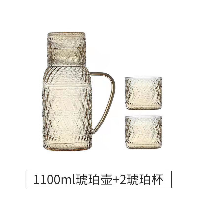 冷水壶大容量耐高温烧热水家用玻璃壶凉水壶套装放果汁饮料牛奶杯