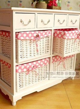 8V简约现代实木韩式白色床头柜床边柜田园储物柜客厅装饰小柜