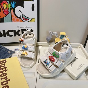 男童小汽车凉鞋男款儿童2025新款夏天男孩软底沙滩鞋夏款小孩鞋子