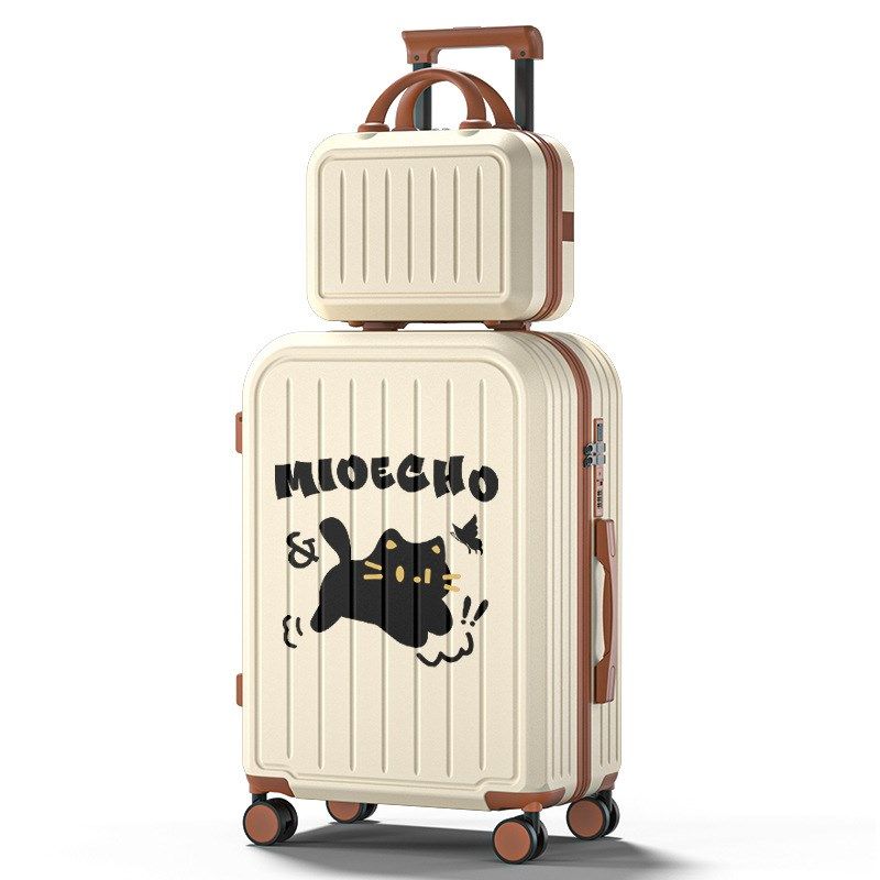涂鸦20寸行李箱拉杆登机箱卡通小猫密码箱静音万向轮旅行子母箱