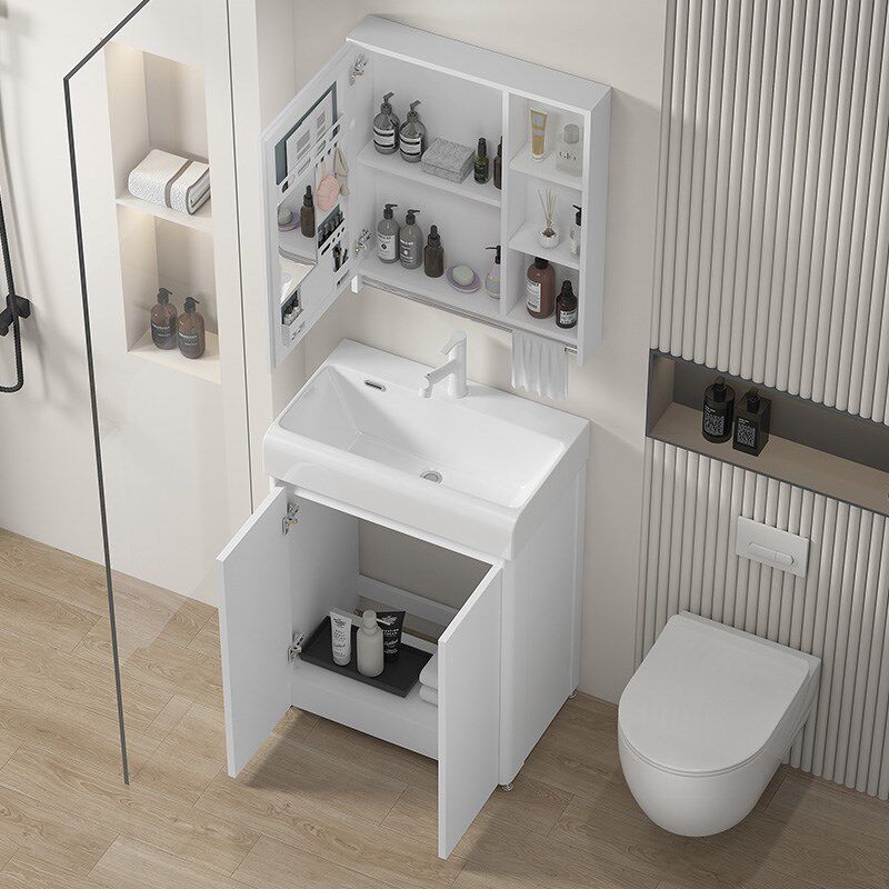 小户型浴室洗手盆柜组合陶瓷洗脸池落地式小号尺寸极窄洗漱台一体