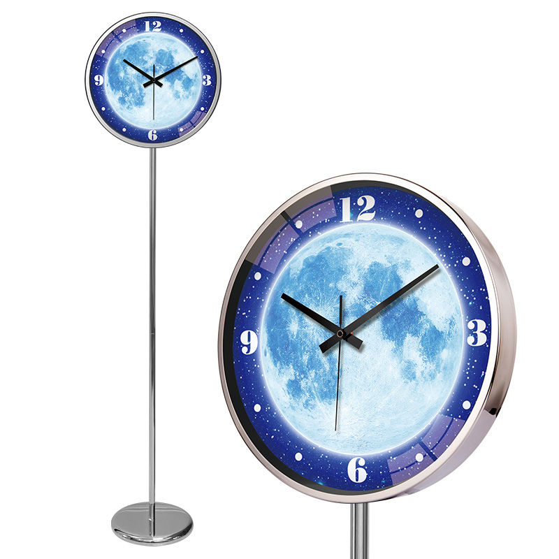 声控夜光智能落地钟客厅静音立地钟金属钢座钟星空夜明简约站地钟
