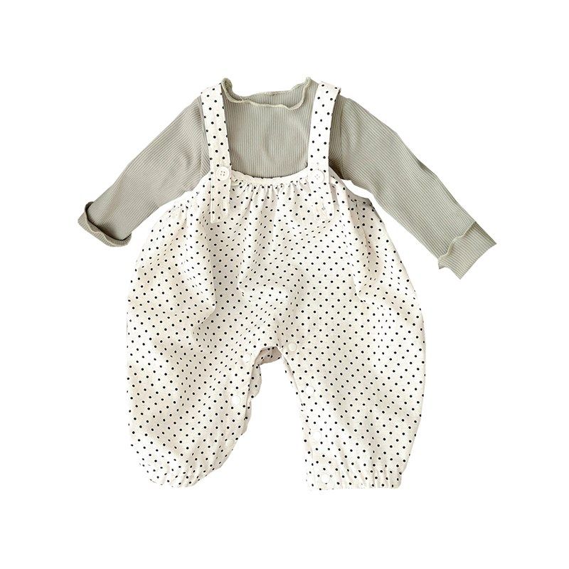 春装婴儿服一岁宝宝春秋套装韩版洋气婴幼儿背带裤打底两件套春款