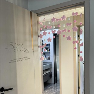 门帘挂饰可爱少女心房间装饰客厅隔断帘儿童房卧室房门免打孔挂1