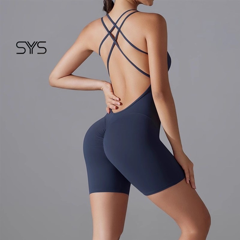 瑜伽服套装镂空美背裸感连身瑜伽服紧身高弹收腹无尴尬线健身绝美