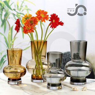 玻璃客厅鱼缸样板房家居花瓶新式餐桌欧式高档装饰新古典大肚水晶