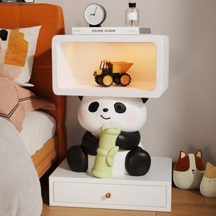 可爱熊猫床头柜儿童房间奶油风卧室落地摆件家居饰品乔迁新居礼物