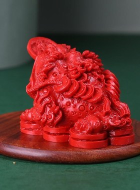 朱砂家居招财摆件迷你金蟾进财三脚蟾蜍桌面摆设公司门面生意店铺