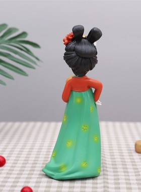 国风创意古风唐仕女汉服少女摆件玄关家居装饰客厅唐宫夜宴侍女摆