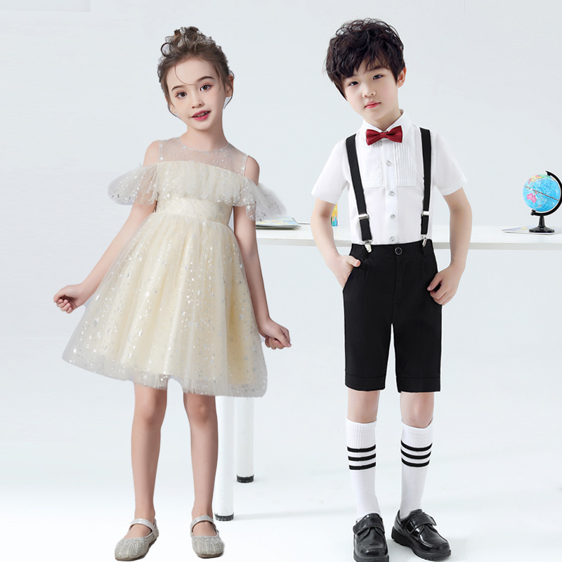儿童合唱演出服女童公主裙舞蹈蓬蓬裙男童礼服小学生合唱表演服装