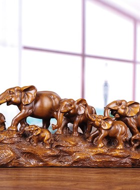 吉祥象摆件大号招财办公室吉祥七象工艺品桌面乔迁家居客厅装饰品