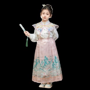国学演出古装 女童马面裙2024春装 汉服古风唐装 儿童国风新中式 新款
