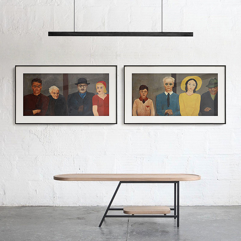 餐厅横幅挂画工业风会客厅墙上装饰画人物挂画酒店样板间展厅墙画图片