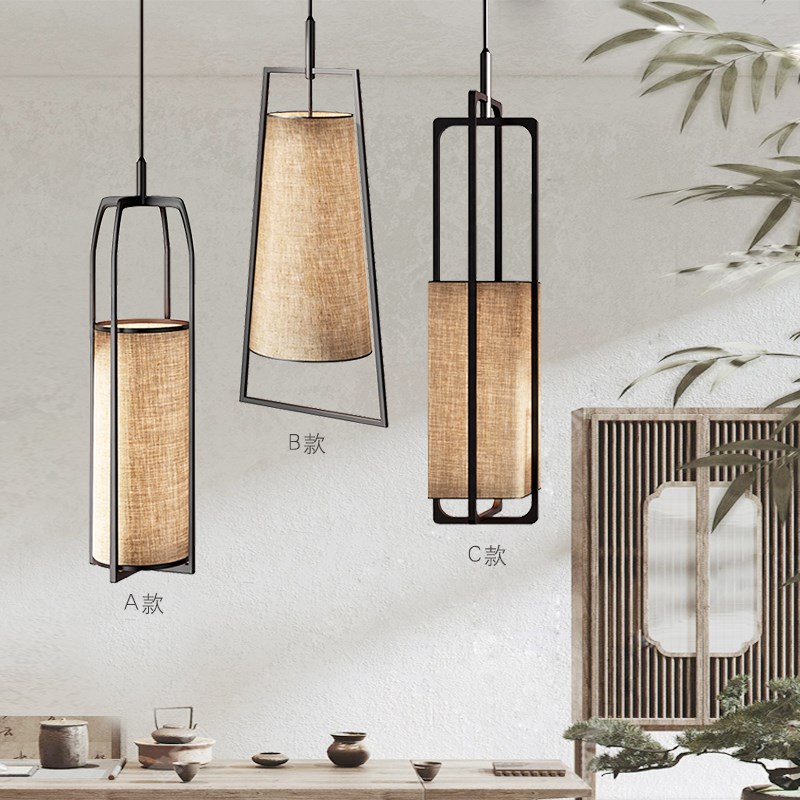 新中式禅意小吊灯吧台单头茶室书房国风餐饮店楼梯间工程布艺工程