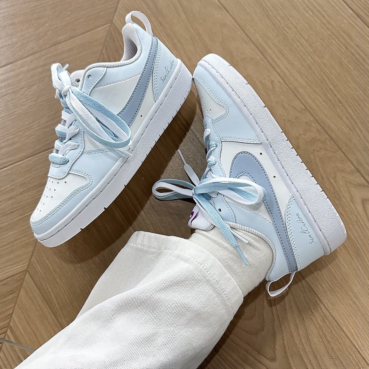 定制球鞋 Nike Court Borough 泡沫甜豆 雾蓝色 耐克定制鞋