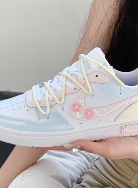 球鞋定制 Nike Court Borough Low 春和花屿樱花少女百搭低帮板鞋
