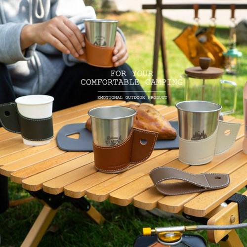 CLS户外PU杯套露营野餐烧烤隔热防烫咖啡杯纸杯不锈钢杯保护皮套