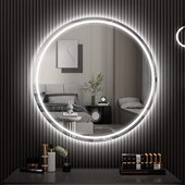 轻奢智能led化妆镜壁挂卧室梳妆台镜子挂墙式 带灯发光圆形梳妆镜