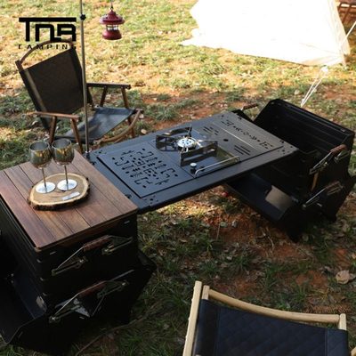 TNR户外黑化露营装备IGT桌移动厨房改装开口箱工作台组合延伸桌子