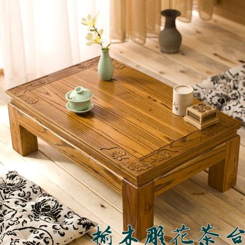 日式榻榻米茶桌简约和室几桌飘窗桌榆木矮茶几实木炕几地台禅学桌
