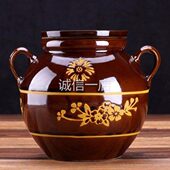 陶瓷猪油罐储物罐土陶带盖厨房耐高温家用装 油坛子大容量油缸