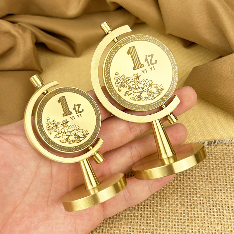 小目标黄铜摆件一个亿时来运转纯铜旋转我需要一个亿桌面转转摆件