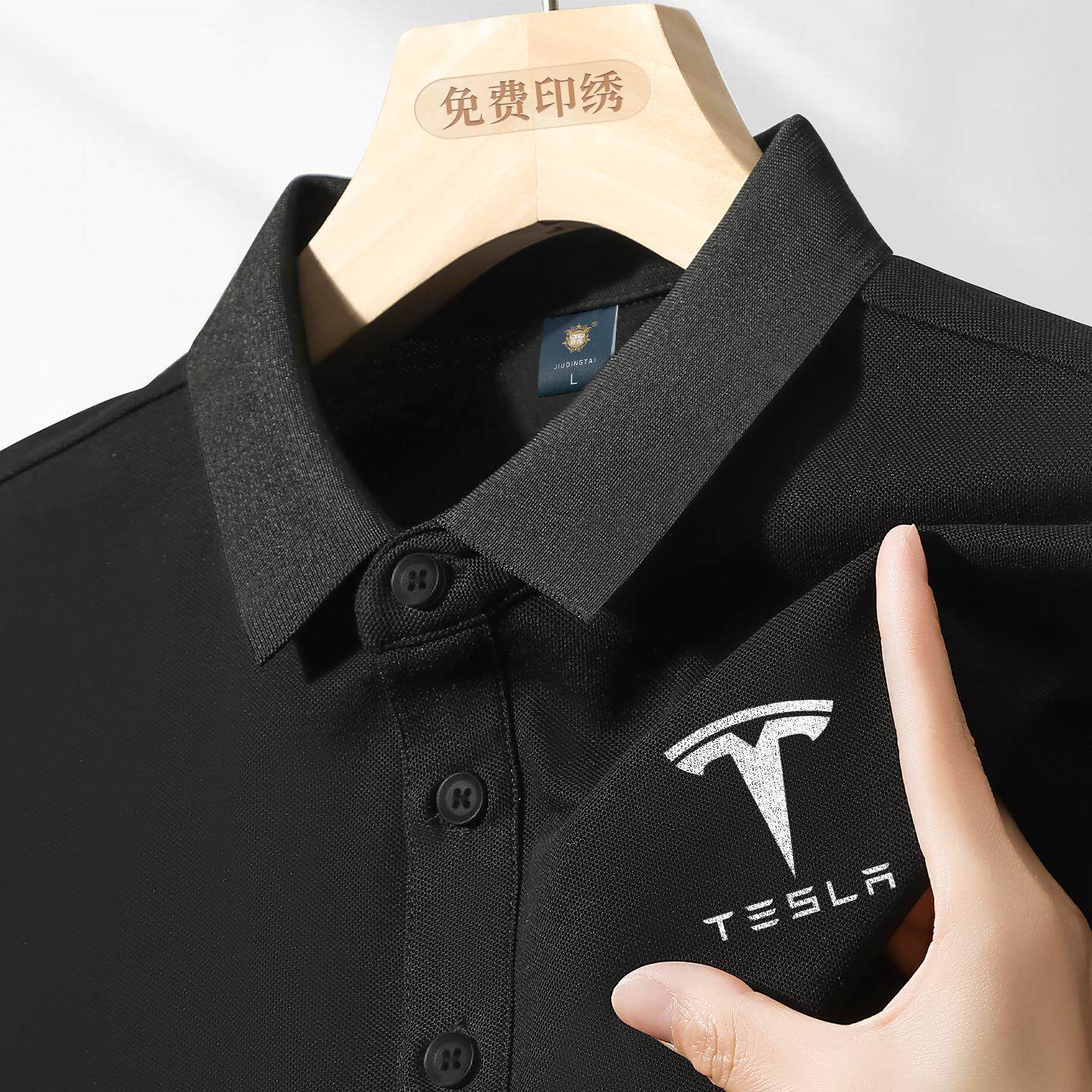 夏季polo衫定制工作服夏企业团体4S店汽修工装t恤短袖印logo黑色