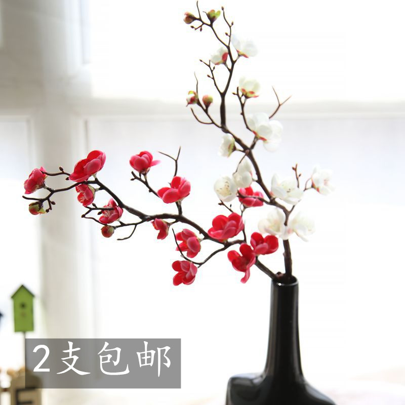 彷真梅花枝桃花树假花绢花装饰花居家客厅电视柜摆设花艺包邮
