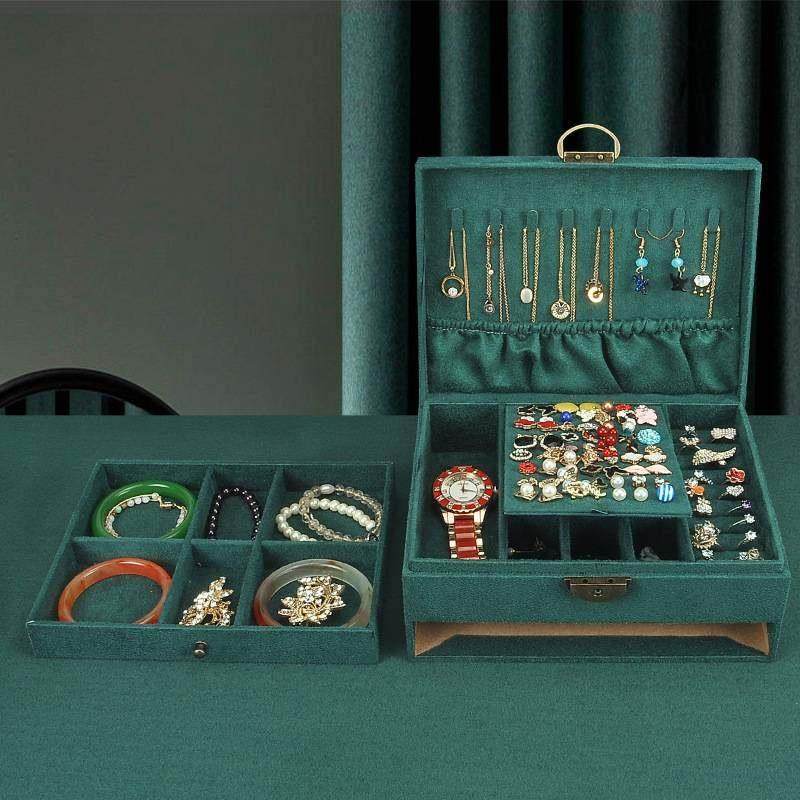 中国风多层带锁首饰盒子耳钉耳夹项链手饰网红收纳盒复古大容量,收纳整理,首饰盒,淘宝优惠券,粉丝福利购,淘宝优惠卷