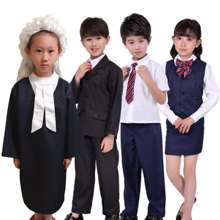 儿童普法教育模拟法庭角色法袍法官体验扮演法槌律师法警表演服装