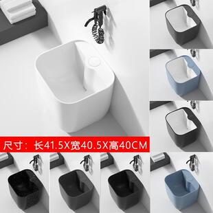 墩布池 阳台陶瓷拖把池正方形拖布池隐藏下水小户型地拖盆家用新款