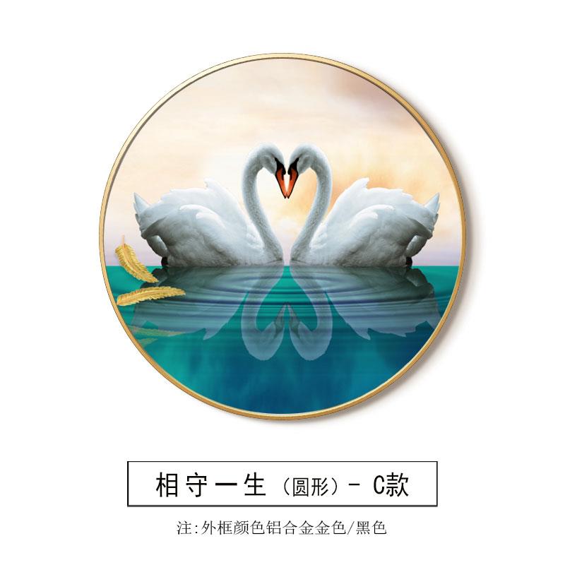 餐厅装饰画现代简约圆形饭厅挂画轻奢玄关正方形客厅墙面鱼壁画图片