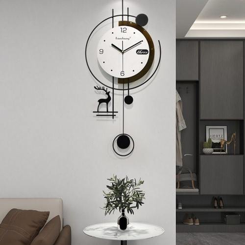 挂钟客厅2024新款简约大气免打孔时钟挂墙电视背景墙钟表现代装饰