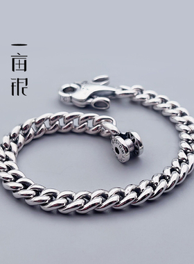 S925纯银莲花锁链条复古手链时尚