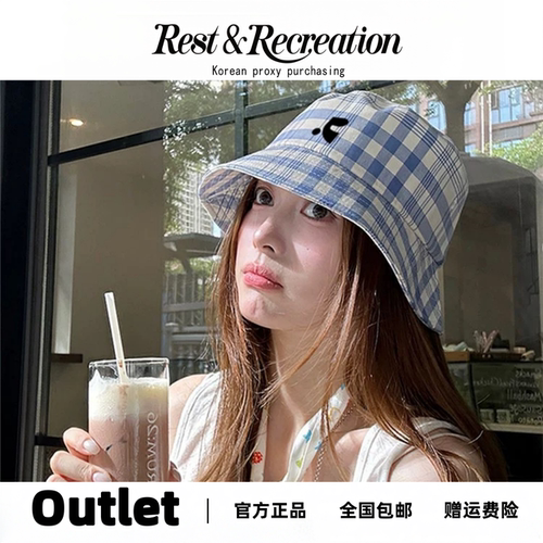 Restandrecreation蓝白格渔夫帽